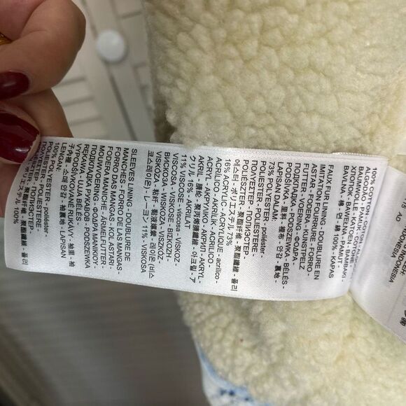 Levis Strauss White Star Studded Cotton Faux Fur Lined Denim Jacket Wome… - Picture 14 of 15